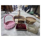 4 - Woven Baskets & Decorative Pillow