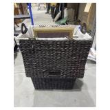 Woven Hamper w/Assorted Pic Frames - Pics