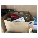 Box of Assorted Canning Jars w/Rings & More