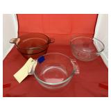 Anchor Hocking Bowl & 2 Pyrex Bowls