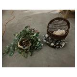 Faux Plant & Woven Wall Hanging Shelf