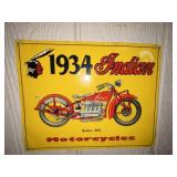 1934 Indian Motorcycle Single Sided Metal Sign