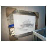"Haskell Train Depot" Framed Pencil Drawing