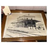 "Jenks Train Station" Framed Pencil Drawing