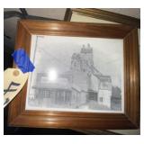 "Bixby Feed Mill" Framed Pencil Drawing 13"x11"