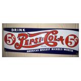 Pepsi Cola Porcelain Single Sided Sign 18"x6"