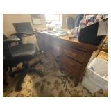 Vintage Wooden Desk w/Chair 60"L x 34"W