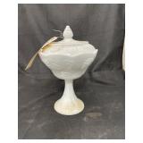 Milk Glass Pedestal Dish w/Lid