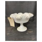 Fenton? Ruffled Edge Compote Dish w/Lid