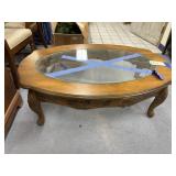 Glass Topped Wooden Coffee Table