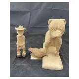 3 Pcs - Wooden Dog - Wooden Carved Bird