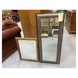 2 - Framed Wall Mirrors 42" & 24"