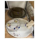 Serving Platters - Small Plates & Wire Basket