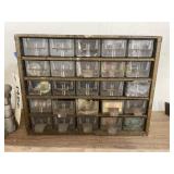 Metal Organizing Bin w/Contents