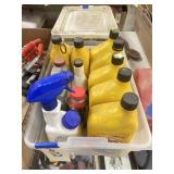 Plastic Bin w/Oils - Radiator Stop Leak & More
