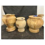 3 - Handmade Unfinished Wood Vases