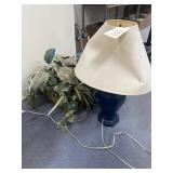 3 Pcs - Lamp w/Shade & 2 Pcs Faux Greenery