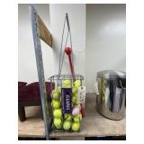 Metal Basket w/Tennis Balls & Chuck It