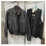 Harley Davidson Vest Sz Unk & Leather Jacket