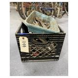 Plastic bin w/Assorted Concrete Tools