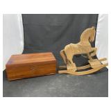 2 Pcs - Wooden Horse Rocker & Small Wooden