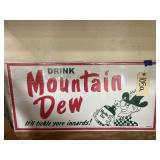 Single Sided Metal Mt. Dew Sign 29"x14"