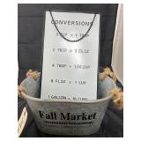 Metal Kitchen Sign & Galvanized Metal Basket