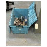 Plastic Bin w/Propane - Knife - Hatchet & More