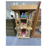 Wooden Work Cart on Wheels Crafting Supplies