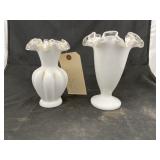 2 - Fenton? Ruffled Edge Vases