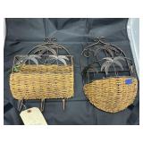 2 Pcs - Metal & Woven Wall Pockets
