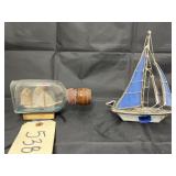 Ship in a Bottle & Glass Ship Dï¿½cor