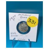 1944-P 90% Silver Mercury Dime - Very Fine