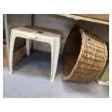 Plastic Patio Side Table & Woven Pet Bed
