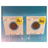 2 - Lincoln Wheat Pennies 1912-P & 1913-P Fine