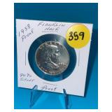 1958 Proof 90% Silver Franklin Half Dollar