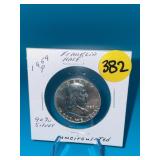 1959-P 90% Silver Franklin Half Dollar Unc