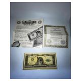 $1 Million Bill w/Certificate of Authenticity