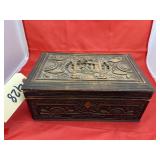 Hand Carved Wooden Box 12"L x 8"W x 5"H