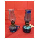 2 - Mini Blue Oil Lamps