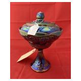 Carnival Glass Pedestal Candy Dish