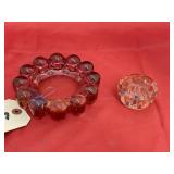 2 Pcs - Fenton Flower Frog & Ash Tray
