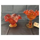 2 Pcs - Fenton Ruffled Edge Decorative Bowl