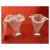 2 - Fenton French Opalescent Hobnail Vases