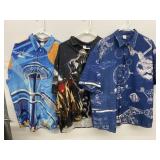 3 Pcs - Sz XXL Space Themed Button Front Shirts