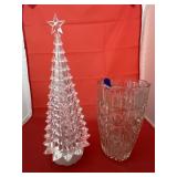 Glass Christmas Tree & Vase