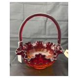 Fenton Ruby Thumbprint Basket