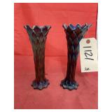 2 Pcs - Carnival Glass Vases