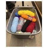 Assorted Yarn in Plastic Bin w/Lid