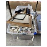 Plastic Tote w/Assorted Fabric & Curtains